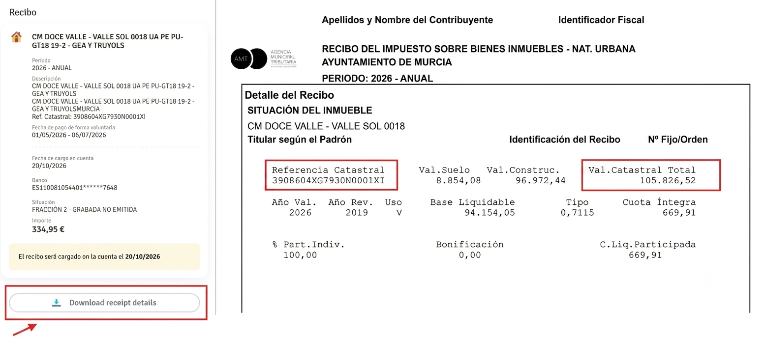 Download your property tax (IBI) receipt for Murcia