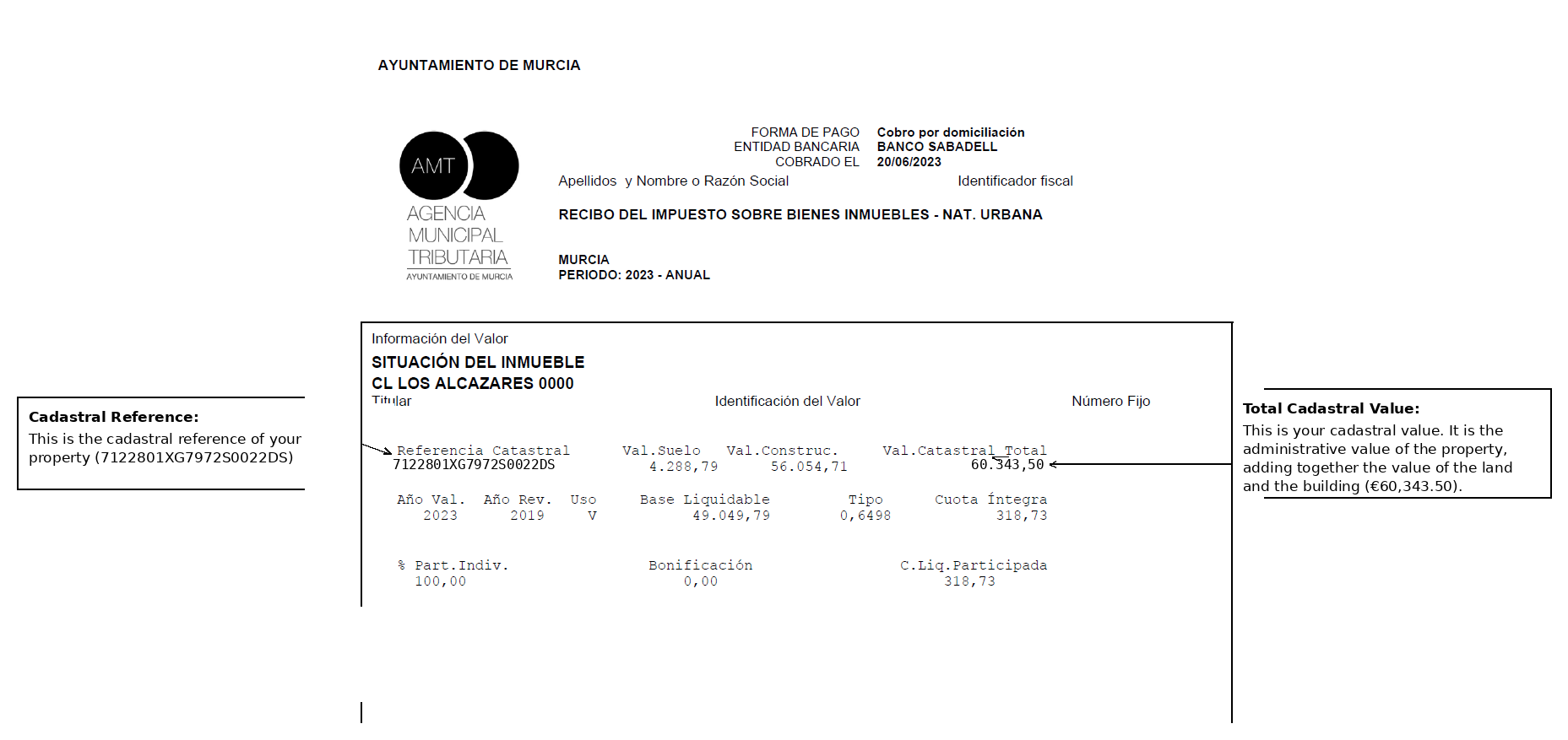 Murcia Council Tax Bill