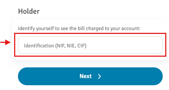 Billing address holder’s details (NIE)