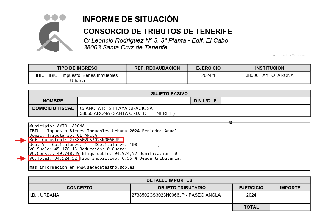 Herunterladen der Grundsteuerbescheinigung des Steuerverbands von Teneriffa