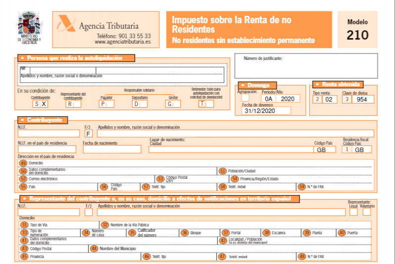 Un guide simplifié pour remplir le formulaire de déclaration 210 (« Modelo 210 »)